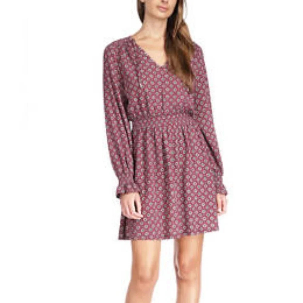 MICHAEL Michael Kors "NEW" Merlot Boho Peasant Prairie Mini Dress Size XS